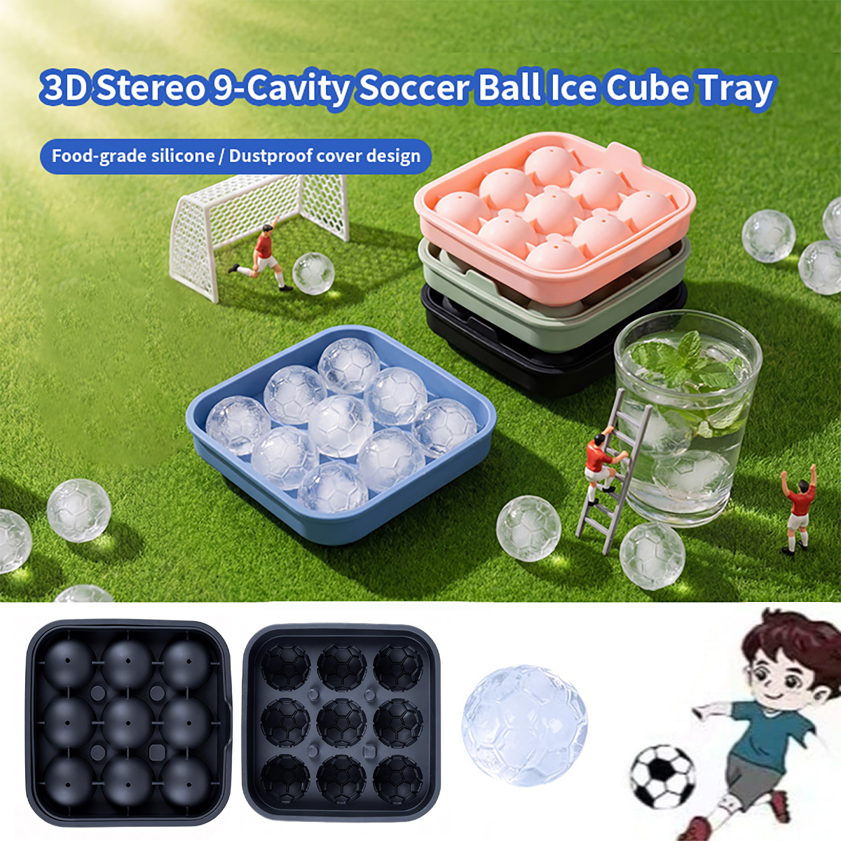 Party Games Adult Birthday - 1Pcs Football-Themed Silicone Ice Tray, 9-Cavity