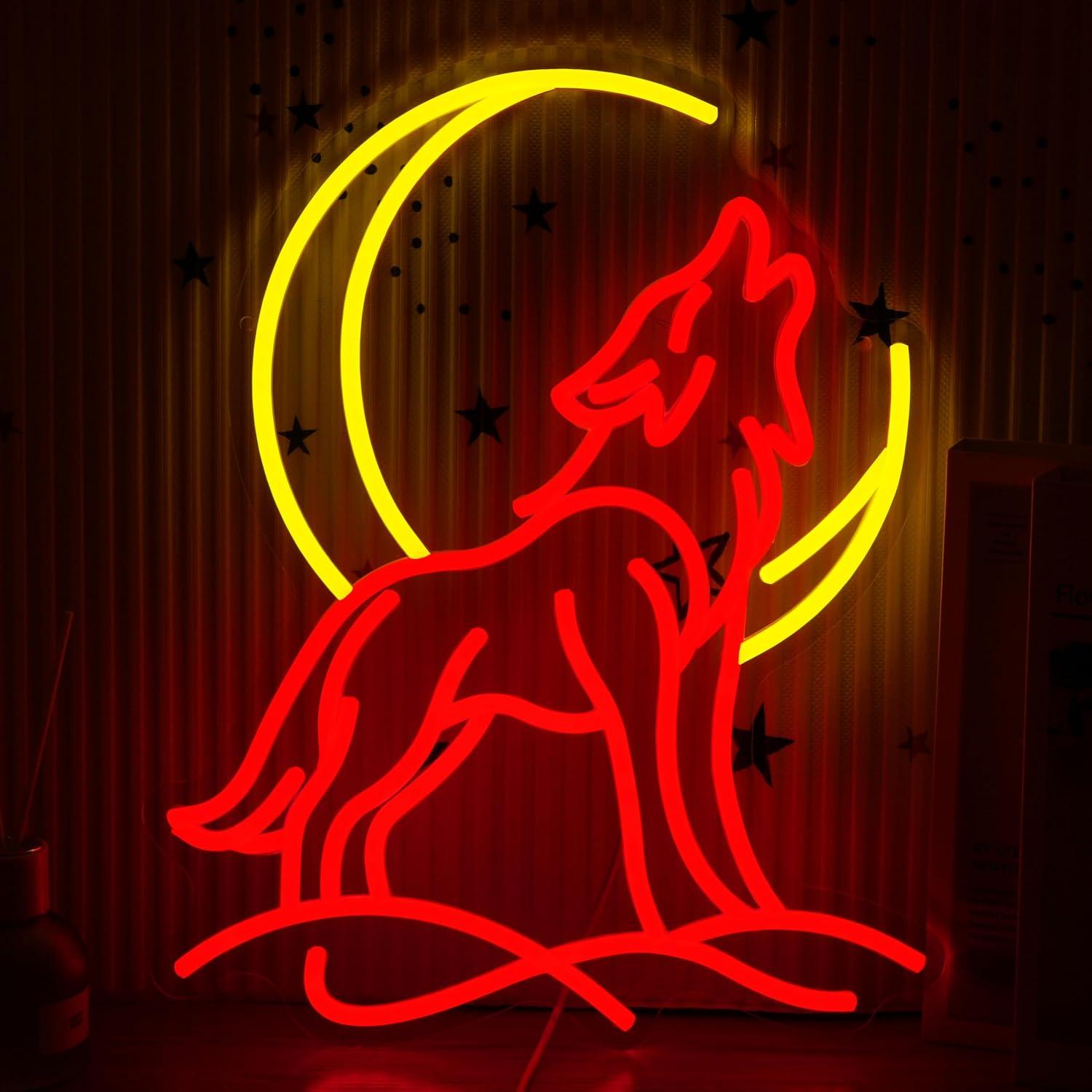 Party Games Game - Howling Wolf Neon Sign Dimmable LED