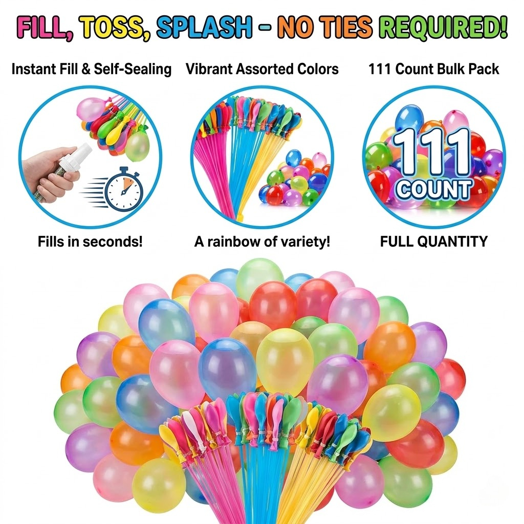 111Pcs Quick Fill Water Balloo - Quick Games Party reseña y precio