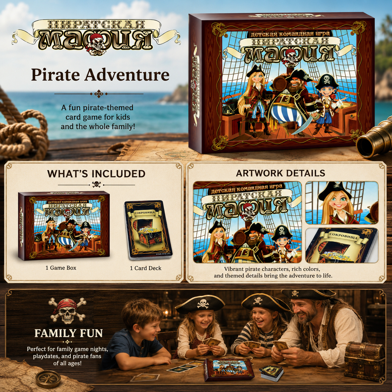 Pirate Mafia Kids Team Card Bo - Party Games Mafia reseña y precio