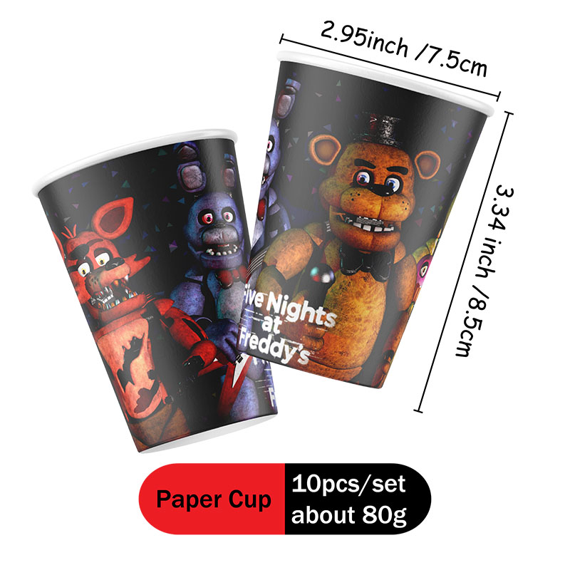 FNAF Themed Paper Plate Cups C - Party Games At Wedding reseña y precio