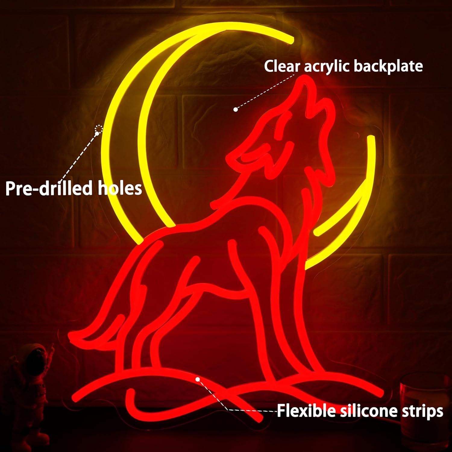 Howling Wolf Neon Sign Dimmabl - Party Games Game reseña y precio