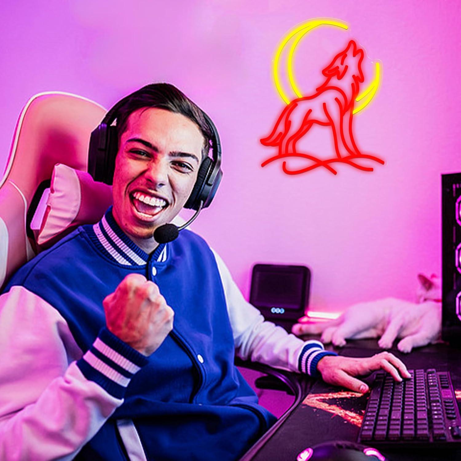 Howling Wolf Neon Sign Dimmabl - Party Games Game reseña y precio