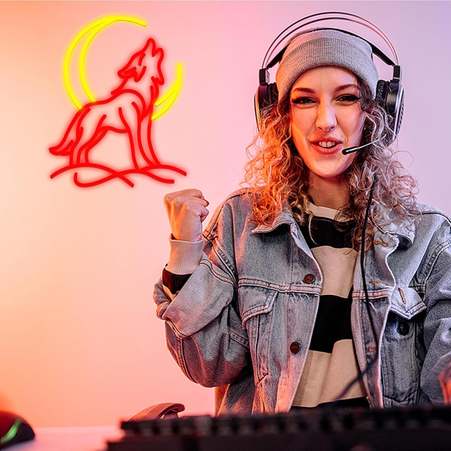 Howling Wolf Neon Sign Dimmabl - Party Games Game reseña y precio